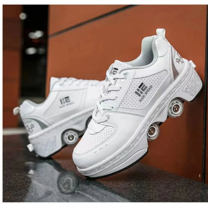 Four-Wheel Dual-Use Skating Shoes Double-Row Roller Men's Casual Sneakers Women's Men's Sport