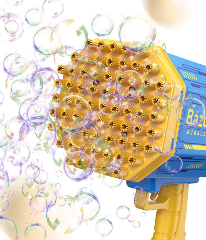 Bubble Gun Rocket 69 Holes Soap Bubbles Machine Gun Shape Automatic Blower With Light Toys