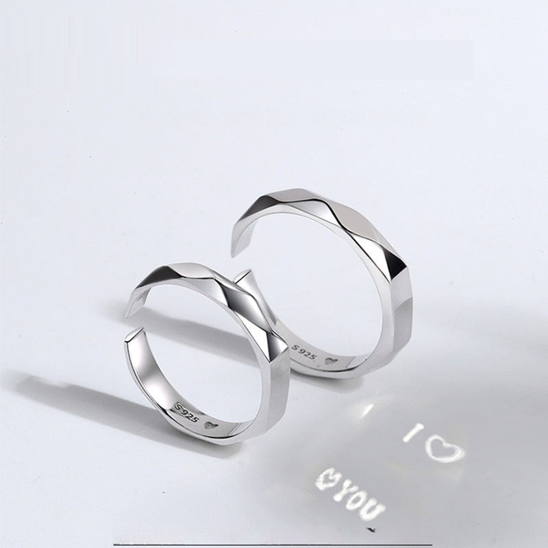 Sterling Silver Rings By Light Reflect Show Surprise Love Pattern Surface Hidden Jewelry