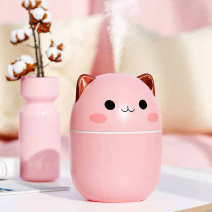 Cute Cat Air Humidifier – Ultra-Silent USB Cool Mist, LED Aromatherapy Diffuser for Office, Bedroom, Car & Home