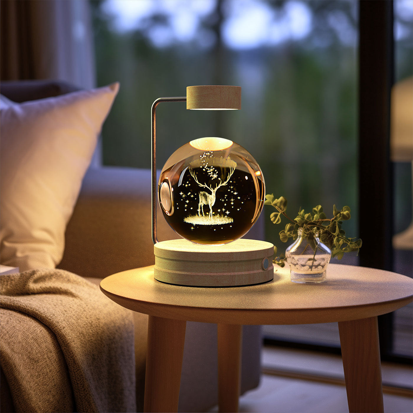 Crystal Ball Cosmic Dinosaur Indoor Night Light USB Power Warm Bedside Light Night Lamp