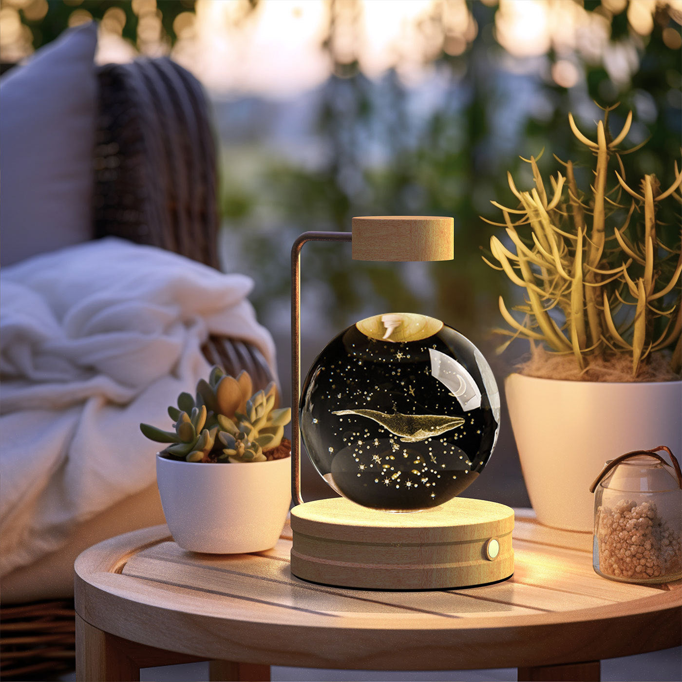 Crystal Ball Cosmic Dinosaur Indoor Night Light USB Power Warm Bedside Light Night Lamp