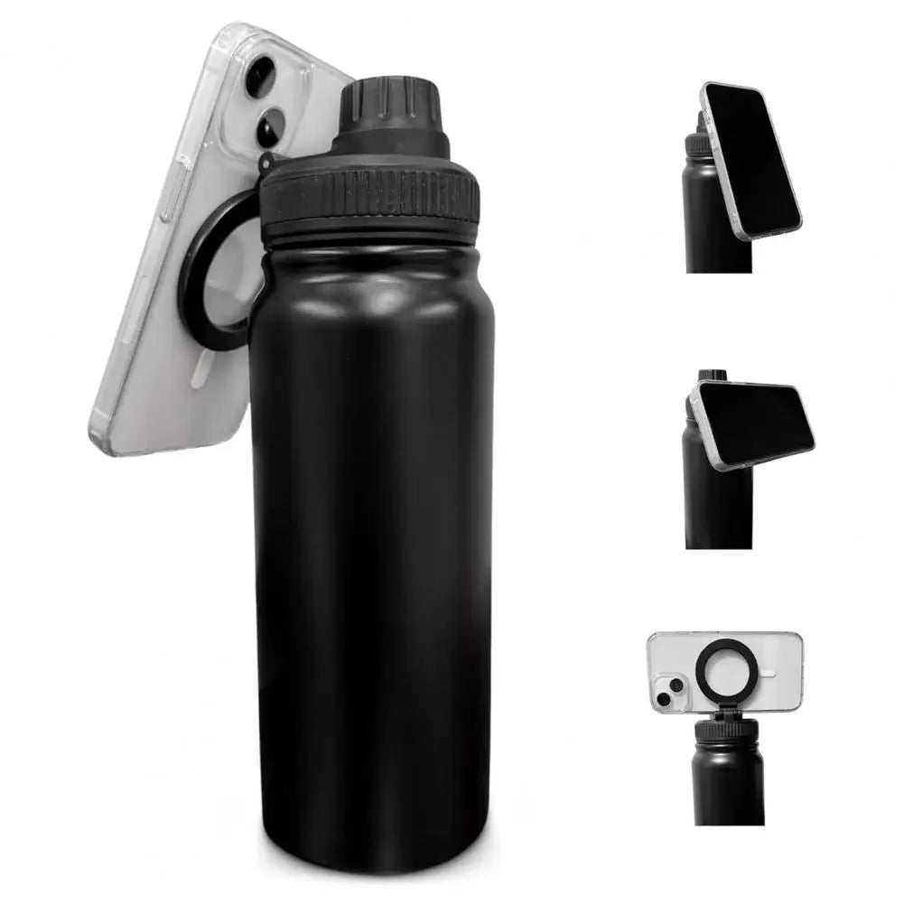 Fitness Enthusiasts Magnetic Phone Holder Insulated Cup Stainless Steel Water Bottle