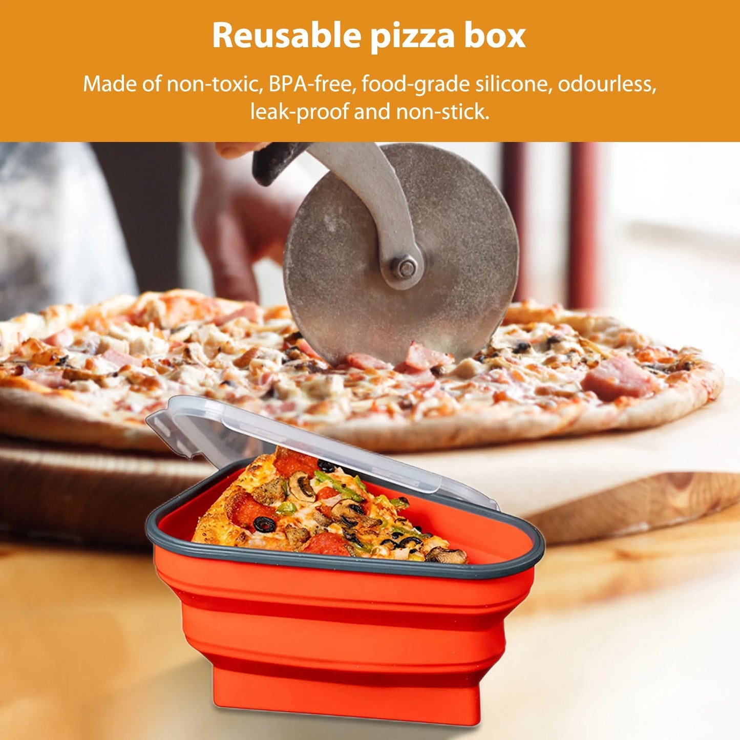 Silicone Reusable Pizza Pack Box - Silicone Pizza Box - Silicone Food Storage