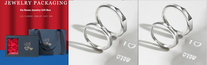 Sterling Silver Rings By Light Reflect Show Surprise Love Pattern Surface Hidden Jewelry