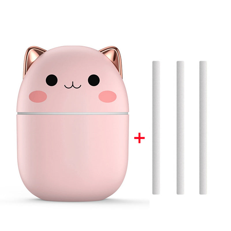 Cute Cat Air Humidifier – Ultra-Silent USB Cool Mist, LED Aromatherapy Diffuser for Office, Bedroom, Car & Home