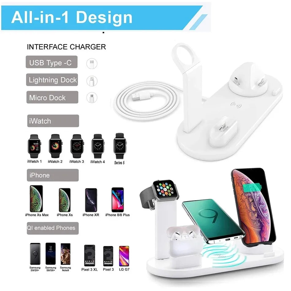 5 In 1 Wireless Charger Stand Pad For iPhone