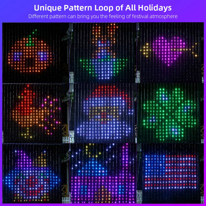 Twinkly Curtain – App-Controlled LED Christmas Lights with 210 RGB+W (16 Million Colors + Warm White) LEDs.
