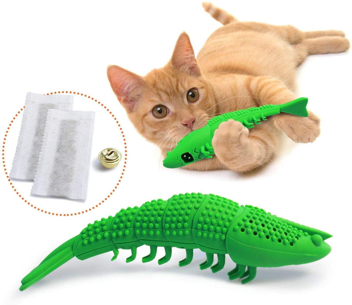 Pet Cat Toothbrush Catnip Toy, Silicone Easy to Clean Soft Durable Cat Toy Bite Resistant Fish Shape