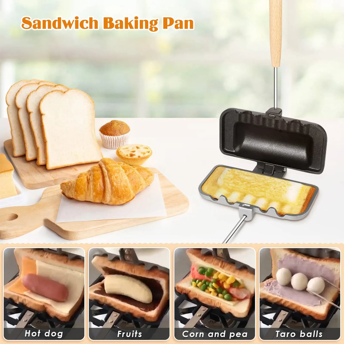 Double-Sided Foldable Sandwich Frying Pan Grill