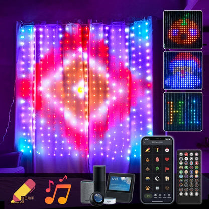 Twinkly Curtain – App-Controlled LED Christmas Lights with 210 RGB+W (16 Million Colors + Warm White) LEDs.