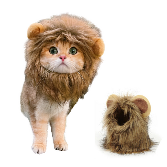 Lion Mane Wig, Funny Pet Cat Costumes for Halloween Christmas, Furry Pet Clothing Accessories Fits Neck