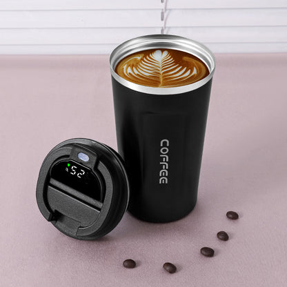 Thermos Coffee Cup with Temperature Display 510ml coffee Cup Double Layer & Stainless Steel Insulation Cup